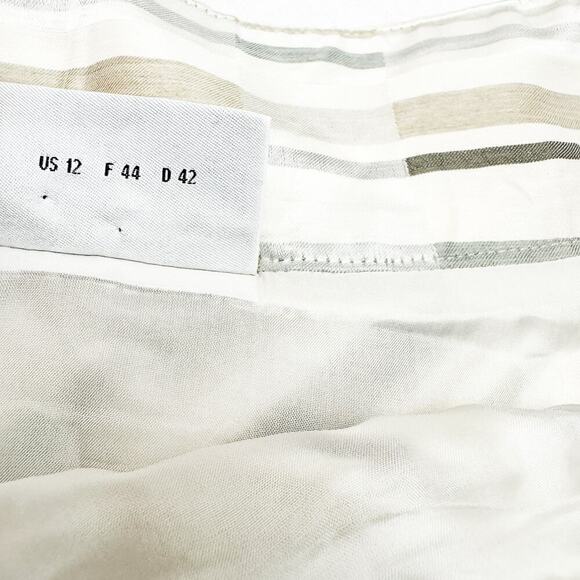 Akris Punto Plaid Geometric Linen A Line Skirt Belted Size 12 - Picture 6 of 8